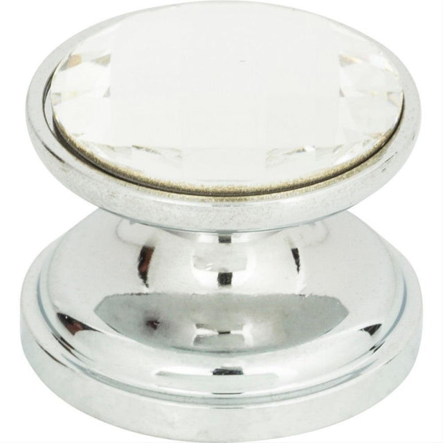 Atlas Homewares 3197-CH Crystal Large Round Knob 7/8" Polished Chrome