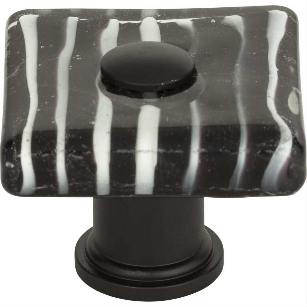 Atlas Homewares 3223-BL Zebra Glass Square Knob 1-1/2" Matte Black