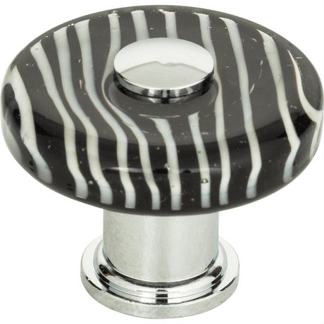 Atlas Homewares 3224-CH Zebra Glass Round Knob 1-1/2" Polished Chrome