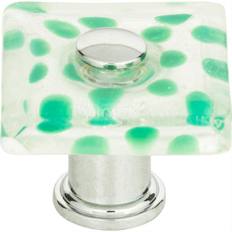 Atlas Homewares 3228-CH Emerald Polka Dot Glass Knob 1-1/2" Polished Chrome