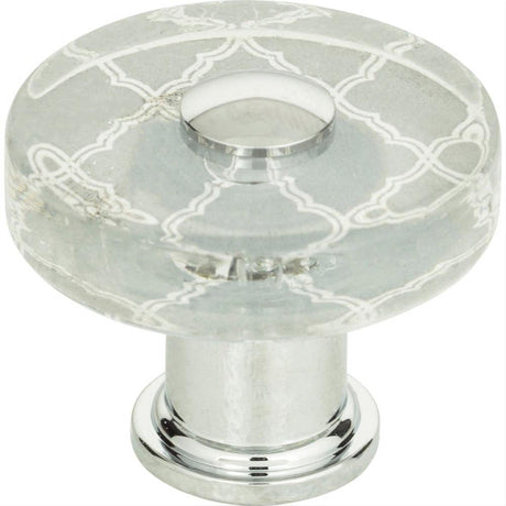 Atlas Homewares 3233-CH Quatrefoil Glass Round Knob 1-1/2" Polished Chrome