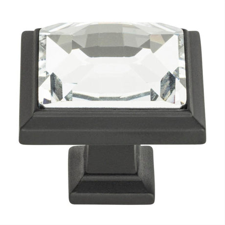 Atlas Homewares 340-BL Legacy Crystal Square Knob 1-5/16" Matte Black