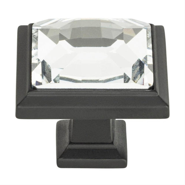 Atlas Homewares 340-BL Legacy Crystal Square Knob 1-5/16" Matte Black
