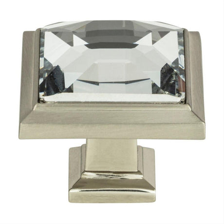 Atlas Homewares 340-BRN Legacy Crystal Square Knob 1-5/16" Brushed Nickel