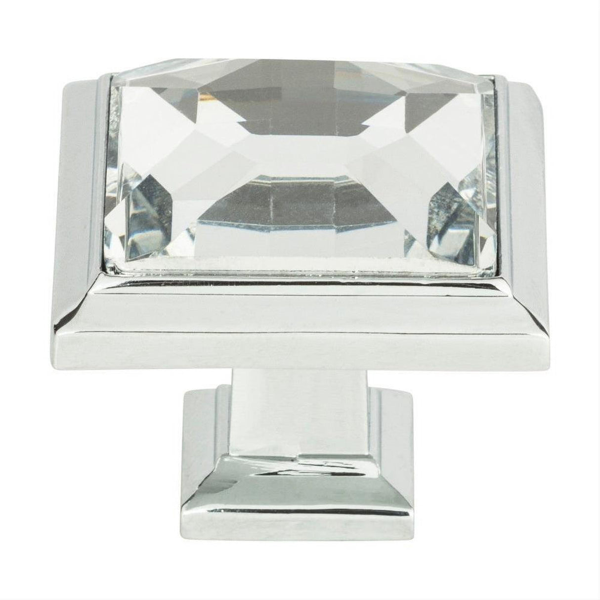 Atlas Homewares 340-CH Legacy Crystal Square Knob 1-5/16" Polished Chrome