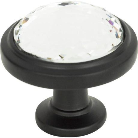 Atlas Homewares 343-BL Legacy Crystal Round Knob 1-5/16" Matte Black