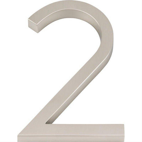 Atlas Homewares AVN2-L-BRN Modern Avalon 6" House Number 2 Brushed Nickel