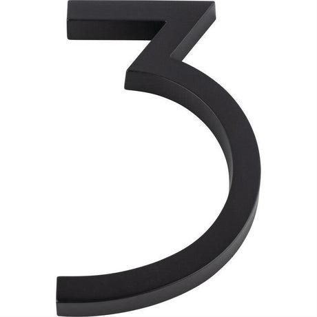 Atlas Homewares AVN3-L-BL Modern Avalon 6" House Number 3 Matte Black