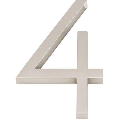 Atlas Homewares AVN4-L-BRN Modern Avalon 6" House Number 4 Brushed Nickel