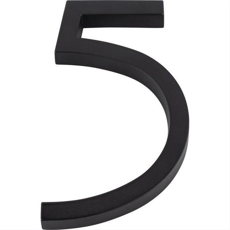 Atlas Homewares AVN5-L-BL Modern Avalon 6" House Number 5 Matte Black