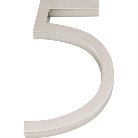 Atlas Homewares AVN5-L-BRN Modern Avalon 6" House Number 5 Brushed Nickel