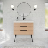 Jeffrey Alexander Gardner 37" Natural Oak Single Sink Bathroom Vanity with White Resin Top - Single-Hole Faucet Top - VKGAR36NOPRE product image 2