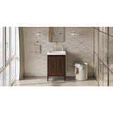 Jeffrey Alexander Percival 24" Dark Walnut Single Sink Bathroom Vanity with White Resin Top - 8 in. Widespread Faucet Top