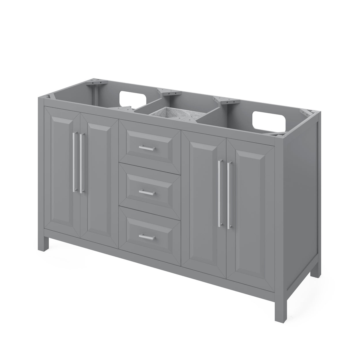Jeffrey Alexander Cade 60" Grey Double Sink Bathroom Vanity with White Carrara Marble Top - 8 in. Widespread Faucet Top product image 3