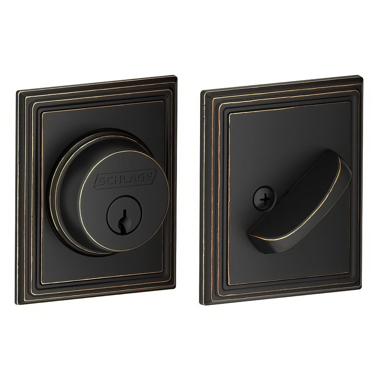 Schlage B60ADD716 aged bronze single cylinder deadbolt