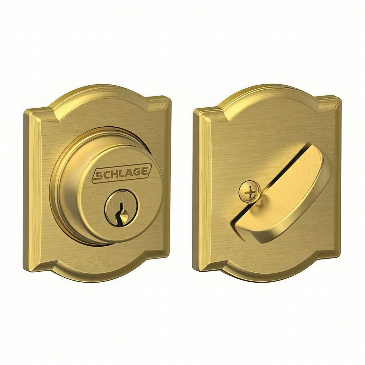 Schlage B60CAM608 satin brass single cylinder deadbolt