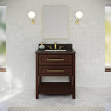Jeffrey Alexander Kipling 31" Dark Walnut Single Sink Bathroom Vanity with Blue Limestone Top - Single-Hole Faucet Top
