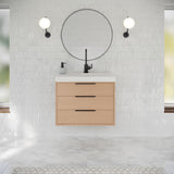 Jeffrey Alexander Gardner 31" Natural Oak Single Sink Bathroom Vanity with White Resin Top - Single-Hole Faucet Top - VKGAR30NORE product image 2