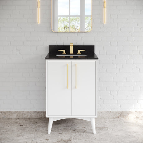 Jeffrey Alexander Dashwood White Single Sink Bathroom Vanity with Black Granite Top - Single-Hole Faucet Top - VKITDAS24WHBGR