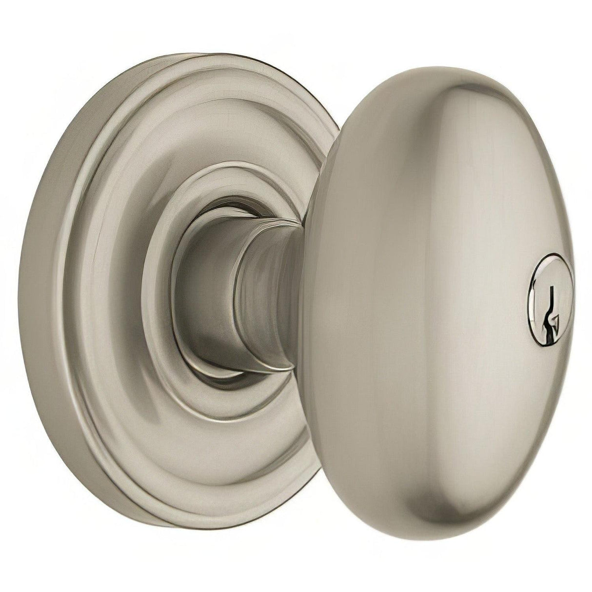 Baldwin 5225056ENTR 5225.ENTR Egg Style Keyed Knobset Lifetime Satin Nickel