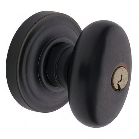 Baldwin 5225402ENTR 5225.ENTR Egg Style Keyed Knobset Distressed Oil Rubbed Bronze