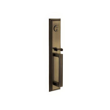Baldwin 6605050 satin brass and black handleset trim pack
