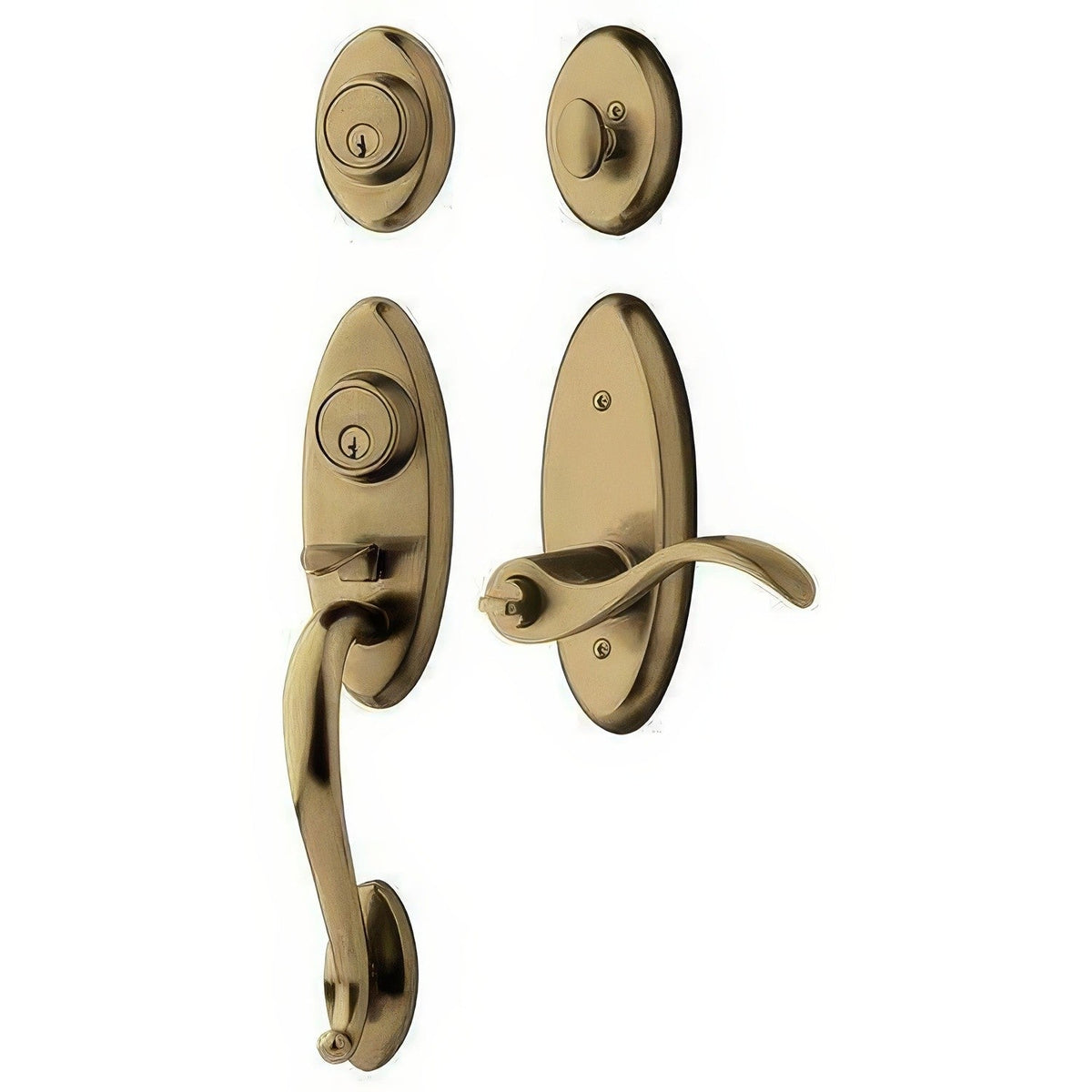 Baldwin 853450502RH 85345.2RH Landon Single Cylinder Two Point Right Hand Handleset Satin Brass and Black