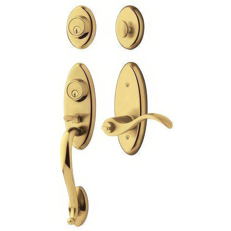 Baldwin 853450312LFD unlacquered brass dummy two point handleset