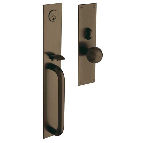 Baldwin 6540050DBLC satin brass and black handleset trim pack