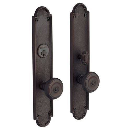 Baldwin 6541060FD satin brass and brown handleset trim pack