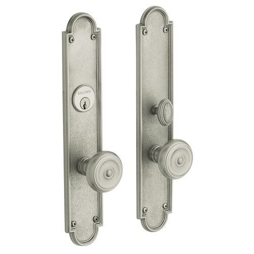 Baldwin 6541060ENTR satin brass and brown handleset trim pack