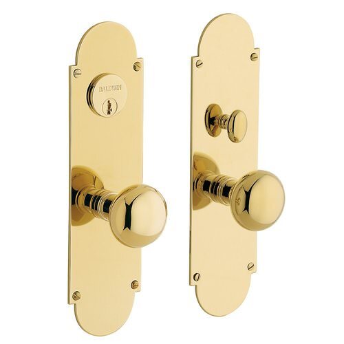 Baldwin 6555003ENTR lifetime polished brass handleset trim pack