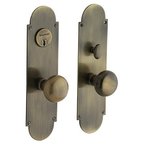 Baldwin 6555050ENTR satin brass and black handleset trim pack