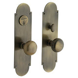 Baldwin 6555050ENTR satin brass and black handleset trim pack