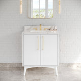 Jeffrey Alexander Dashwood White Single Sink Bathroom Vanity with Calacatta Vienna Quartz Top - Single-Hole Faucet Top - VKITDAS30WHCQR