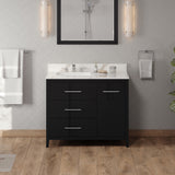 Jeffrey Alexander Katara 42" Black Single Sink Bathroom Vanity with Calacatta Vienna Quartz Top - 8 in. Widespread Faucet Top product image 2