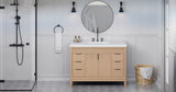 Jeffrey Alexander Theodora 48" Natural Oak Single Sink Bathroom Vanity with White Resin Top - 8 in. Widespread Faucet Top product image 5