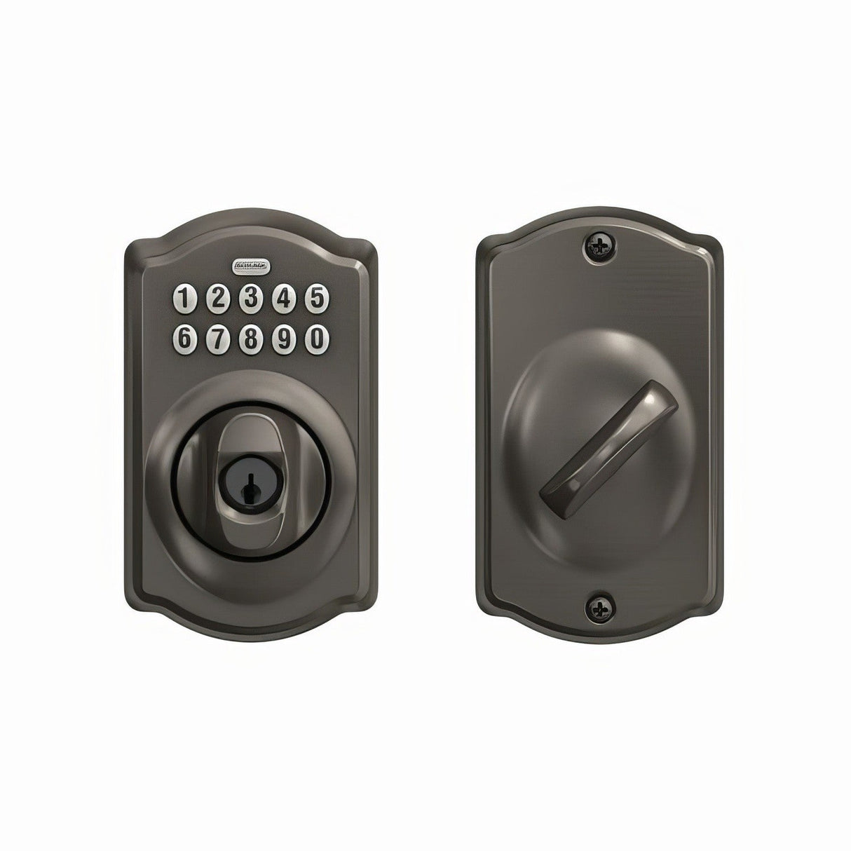 Schlage BE365CAM530 black stainless keypad electronic deadbolt
