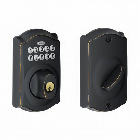 Schlage BE365CAM716 aged bronze keypad electronic deadbolt
