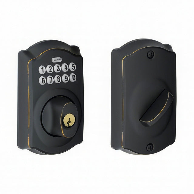 Schlage BE365CAM716 aged bronze keypad electronic deadbolt