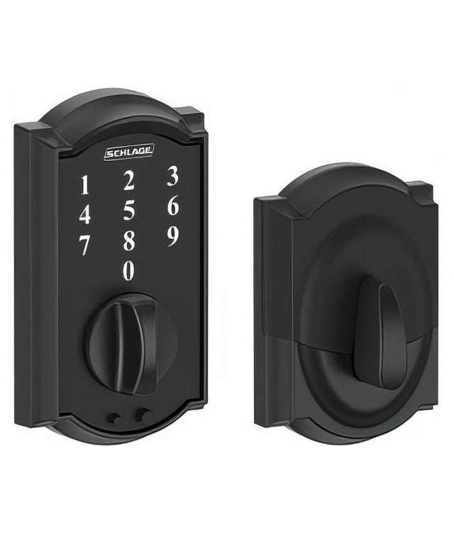 Schlage BE375CAM622 matte black keyless deadbolt
