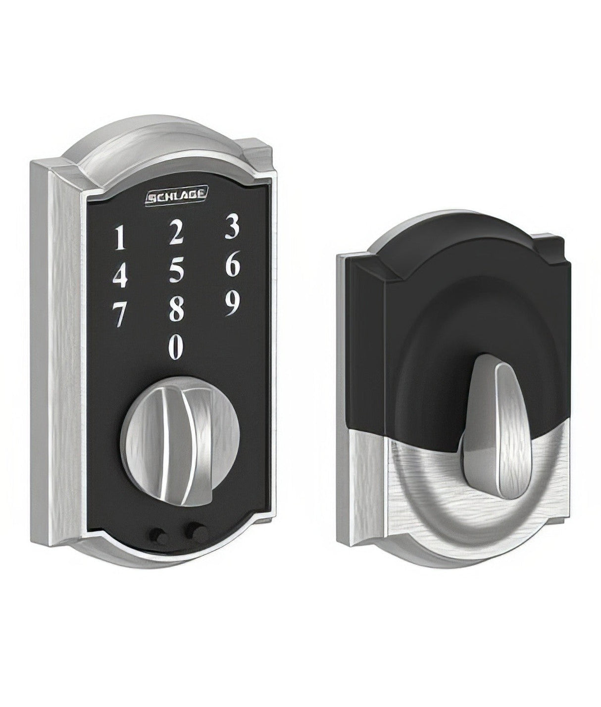 Schlage BE375CAM626 satin chrome keyless deadbolt
