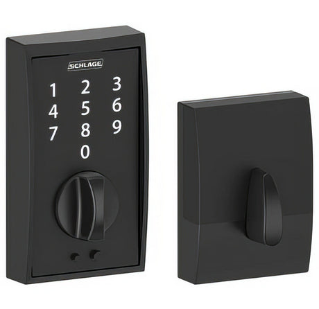 Schlage BE375CEN622 matte black touchscreen deadbolt