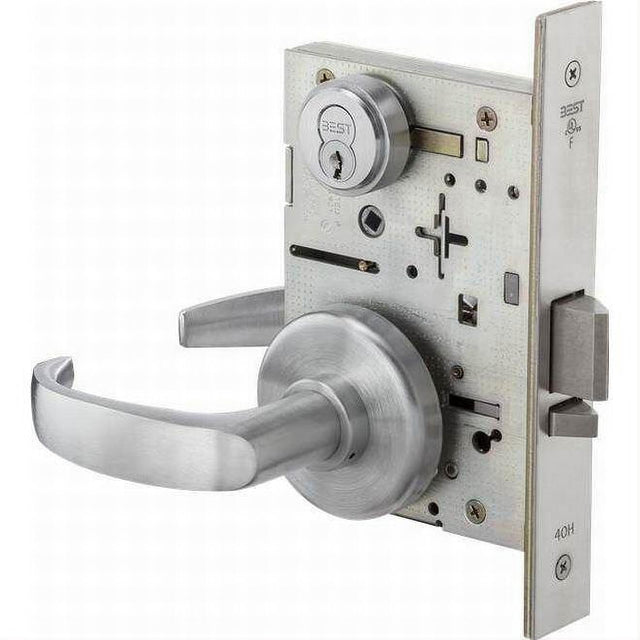 Best Access 45H7R14H626RH Mortise Lock 7 Pin Classroom 14 Lever with H Rose Right Hand Satin Chrome