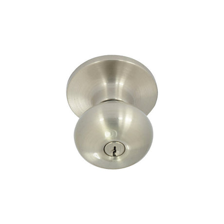 Better Home Products 52515SN Noe Valley Mushroom Keyed Entry Door Knob - Satin Nickel