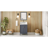 Jeffrey Alexander Theodora 24" Blue Steel Single Sink Bathroom Vanity with Calacatta Vienna Quartz Top - 8 in. Widespread Faucet Top