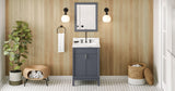 Jeffrey Alexander Theodora 24" Blue Steel Single Sink Bathroom Vanity with Calacatta Vienna Quartz Top - 8 in. Widespread Faucet Top product image 7