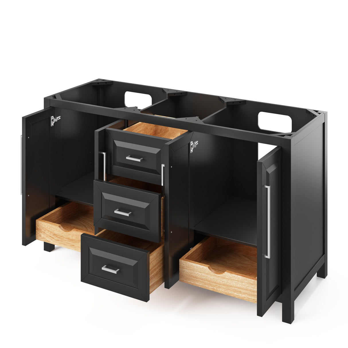 Jeffrey Alexander Cade 60" White Double Sink Bathroom Vanity with Black Granite Top - 8 in. Widespread Faucet Top product image 4