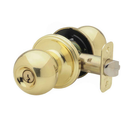 Copper Creek BK2040PB polished brass keyed entry door knob