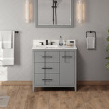 Jeffrey Alexander Katara 36" Grey Single Sink Bathroom Vanity with Calacatta Vienna Quartz Top - 8 in. Widespread Faucet Top product image 2
